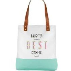 Benefit Cream and Mint Tote Bag